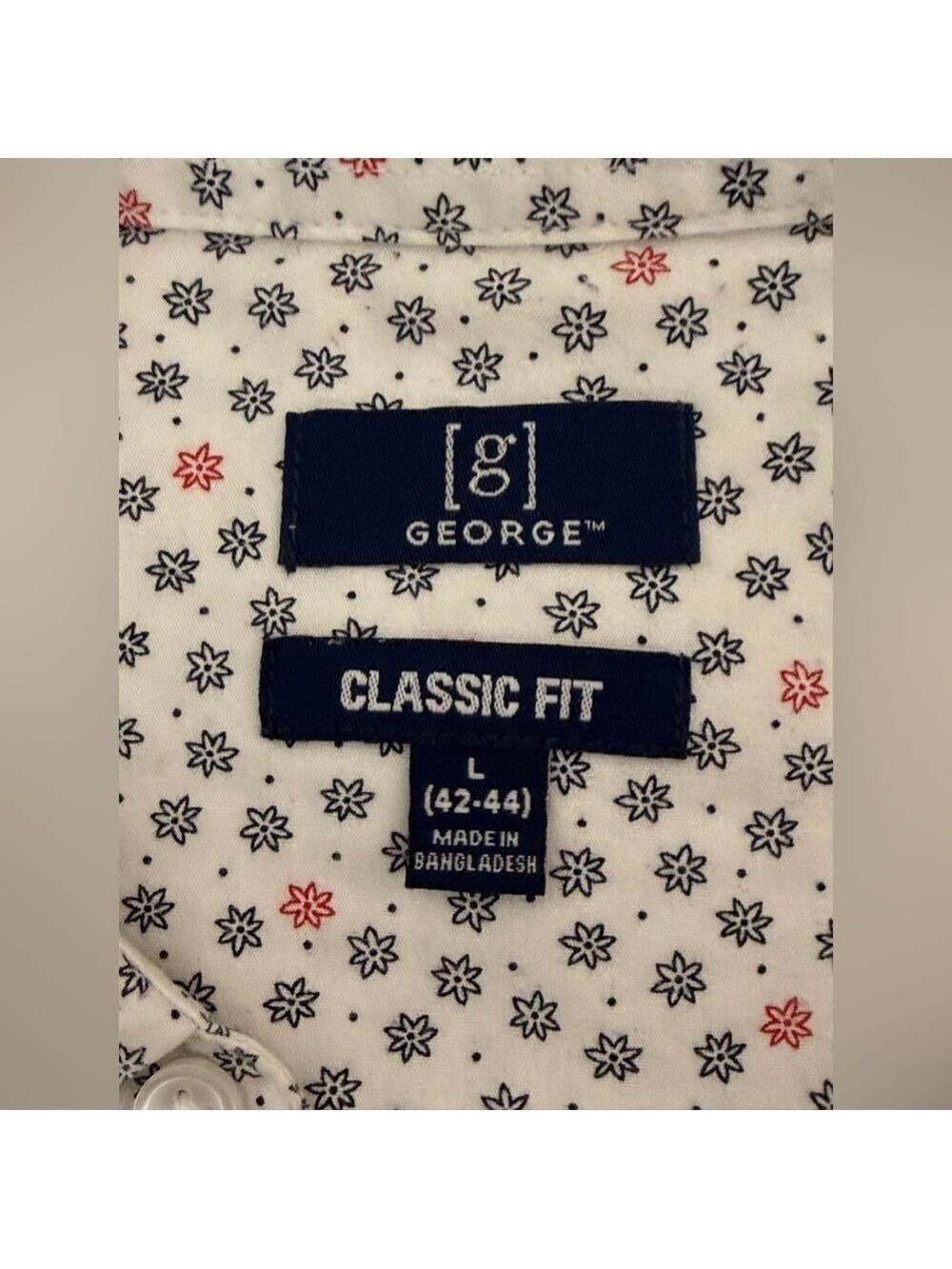 George Men’s Classic Fit Short Sleeve Button Down Size L - Picture 4 of 6